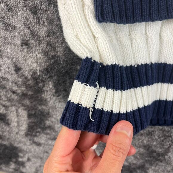 Vtg Izod Club Cable Knit Cricket Tennis Cardigan Sweater Women's M Navy Blue - Picture 11 of 12